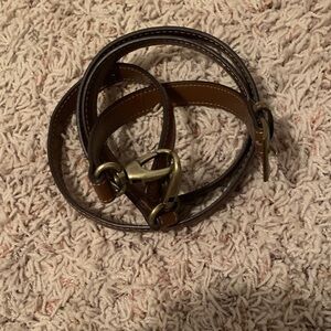 Brown Leather Belt with Gold Buckle